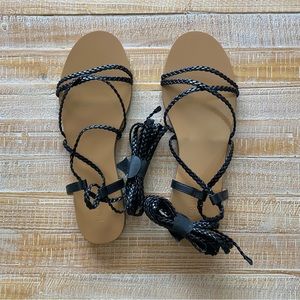 Braided lace up sandals